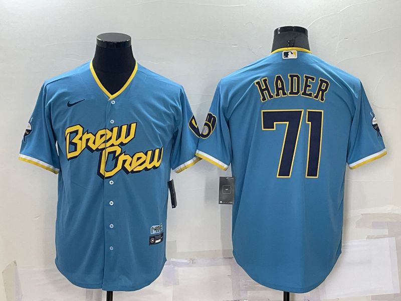 Men Milwaukee Brewers #71 Hader Blue City Edition 2024 Nike MLB Jersey style 1->minnesota twins->MLB Jersey